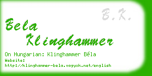 bela klinghammer business card